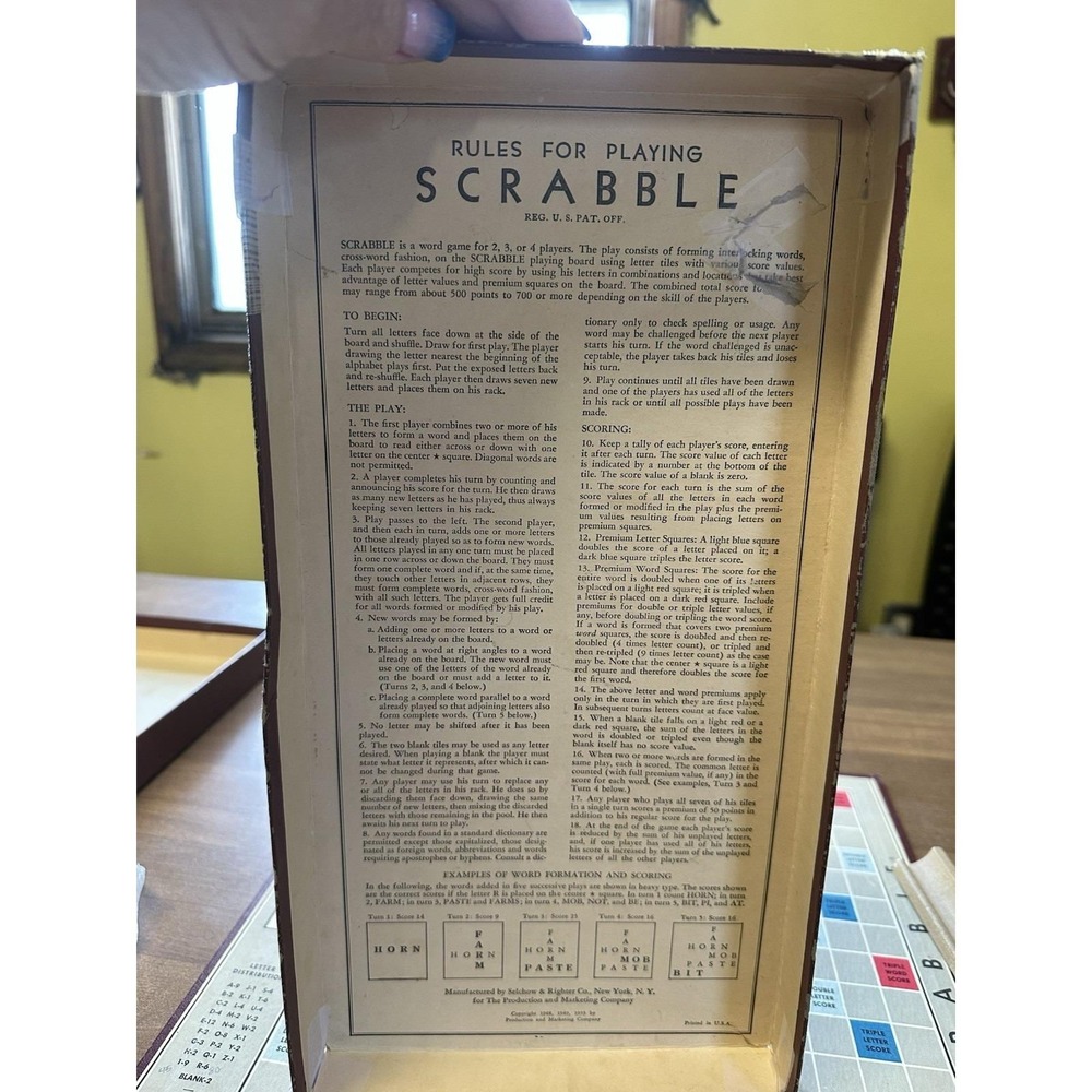 Vintage Scrabble Game Selchow & Righter Early Edition AS-IS - Picture 5 of 10